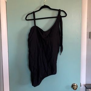 Plus size one shoulder tied  bathing suit